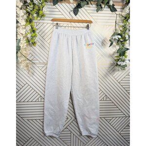 THE MAYFAIR GROUP Women's EMPATHY ALWAYS Light Grey Joggers Fleece Size M/L